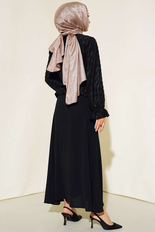 Tailleur jupe à motifs noir