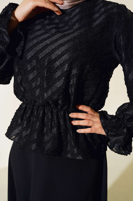 Tailleur jupe à motifs noir