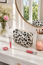 Trousse De Maquillage À Motif Avec Fermeture Éclair Blanc - Noir