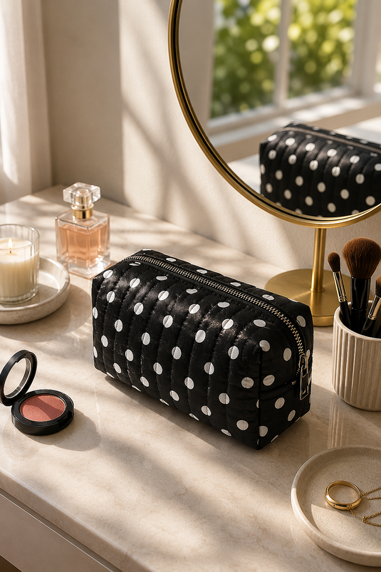 Trousse de maquillage zippée à motif noire