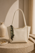 Sac À Main Et Sac À Épaule À Motif Et Foulard En Écru