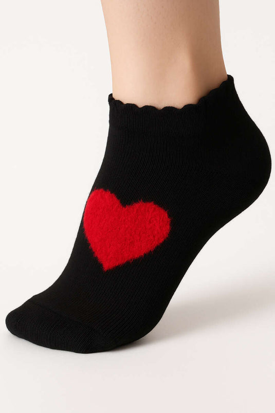 جوارب من قماش تيري منقوشة بقلب