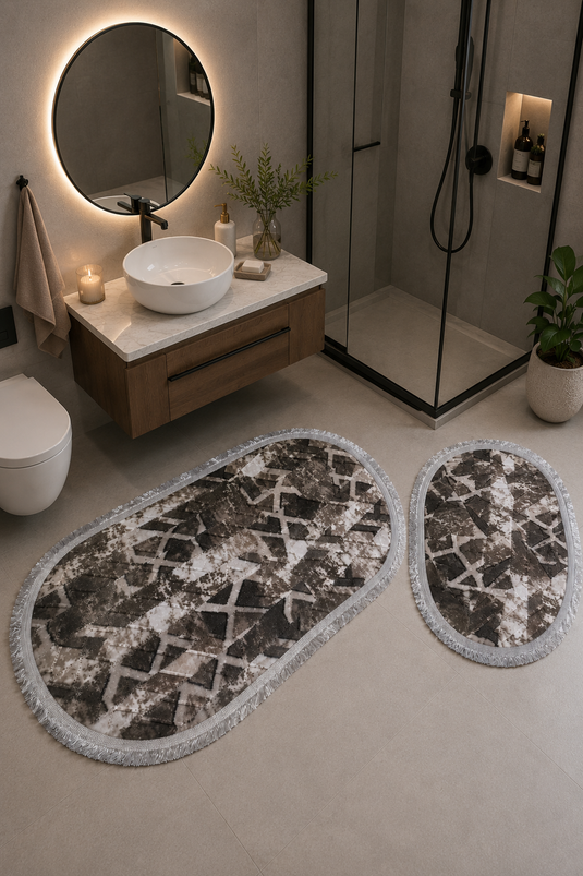 Patterned Two-Piece Doormat Set Coffee
