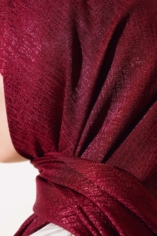 Châle Jacquard à Motifs Melisa Rouge Claret - 90