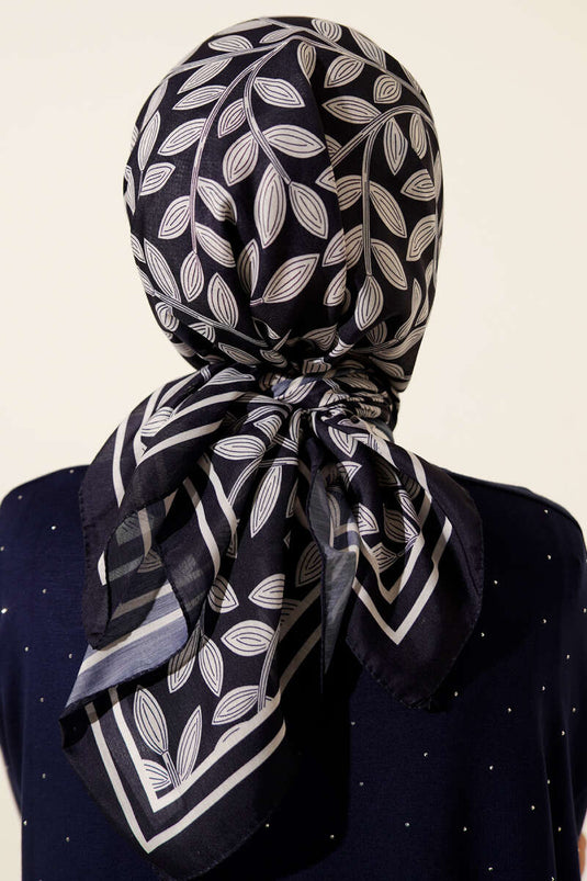 Desenli Lacivert Serisi Eşarp Asorti 1