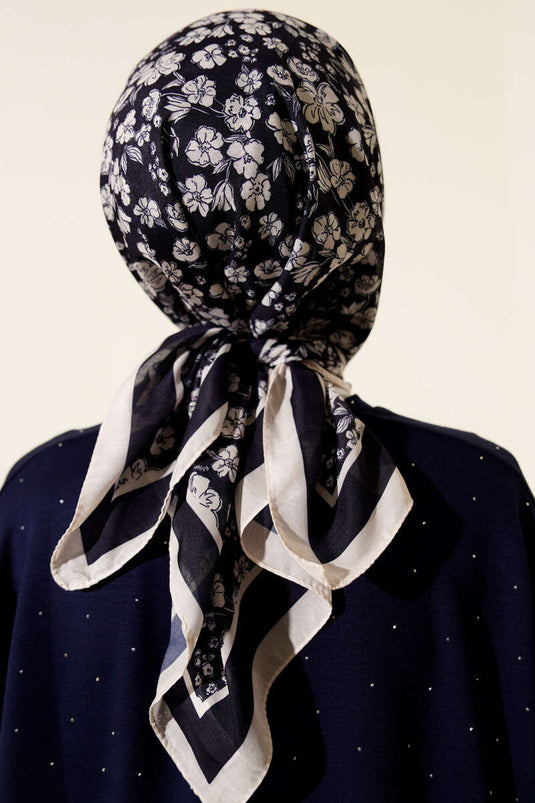 Desenli Lacivert Serisi Eşarp Asorti 10