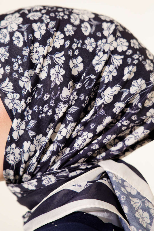 Desenli Lacivert Serisi Eşarp Asorti 10