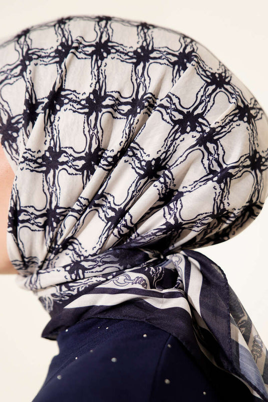 مجموعة أوشحة منقوشة باللون الأزرق الداكن، 11 قطعة