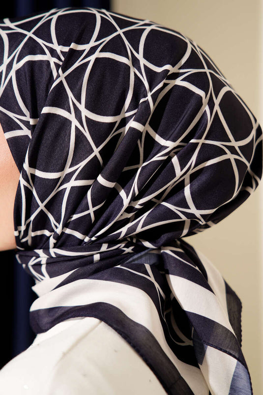 Desenli Lacivert Serisi Eşarp Asorti 12