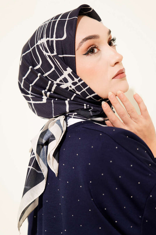 Gemusterte marineblaue Schals, Sortiment 7