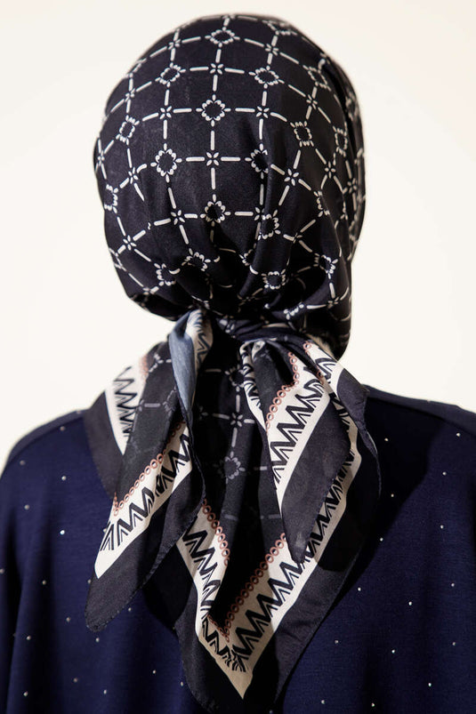 Gemusterte marineblaue Schals, Sortiment 8