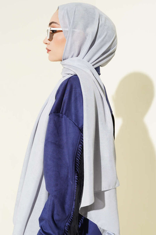 Desenli Monogram Şal Gümüş