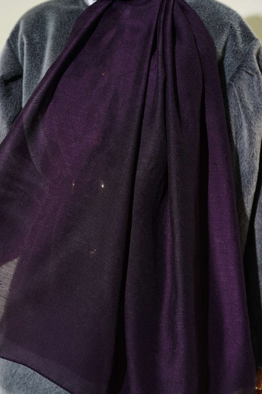 Desenli Monogram Şal Mürdüm