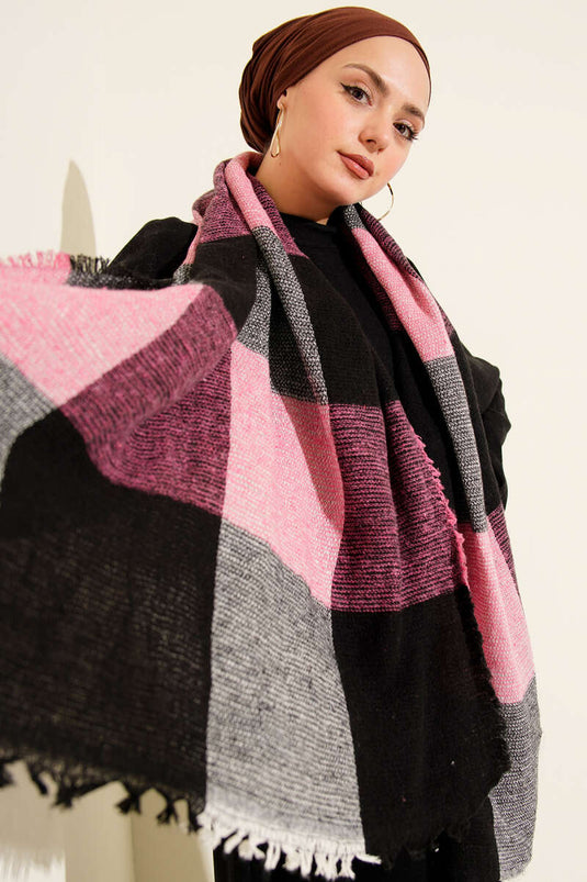 Desenli Omuz Şalı Fuşya