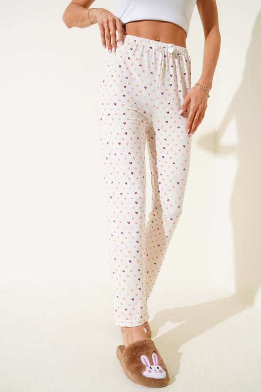 Gemusterter Pyjama, Cremeweiß