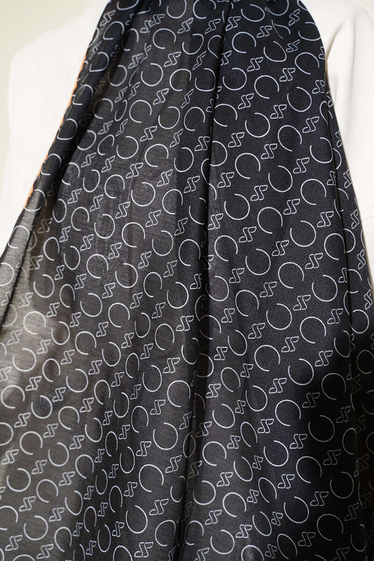 Gemustertes Rippstrick-Demore-Schal Schwarz