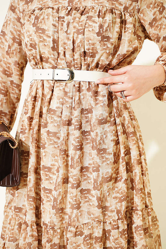 تونيك مزخرف بنقوش وتفاصيل جلدية بلون الجمل