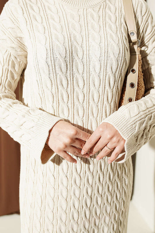 Robe En Tricot À Motifs Beige