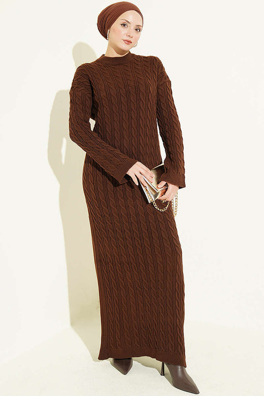 Robe En Tricot À Motifs Couleur Café