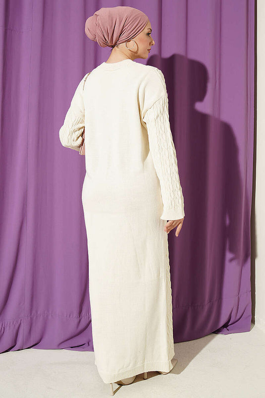 Robe En Tricot À Motifs Crème