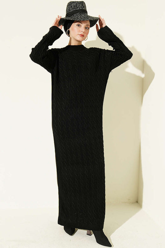 Robe En Tricot À Motifs Noire