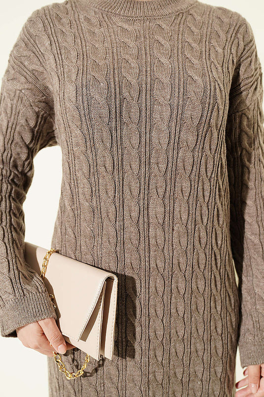 Robe En Tricot À Motifs Couleur Mink