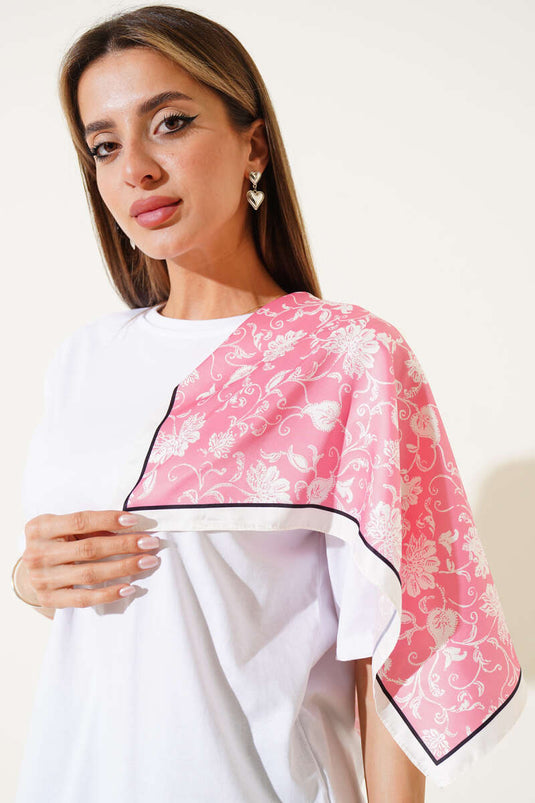 Patterned Satin Scarf Pink