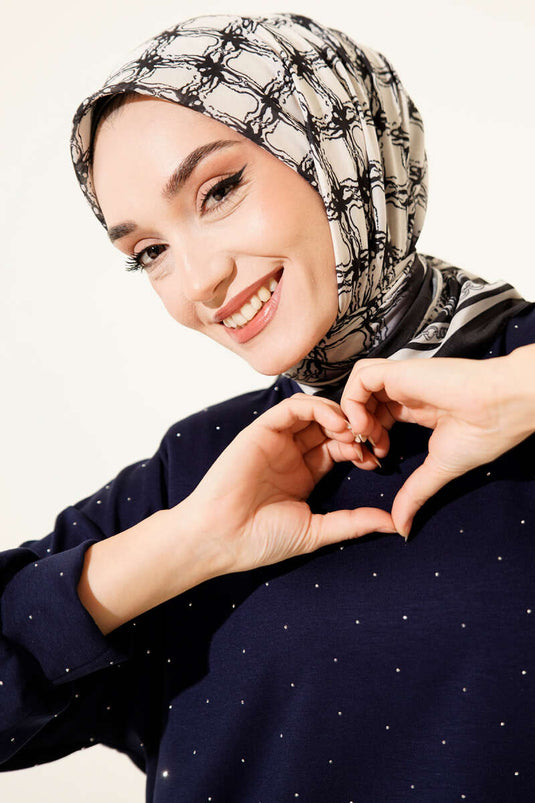 Desenli Siyah Serisi Eşarp Asorti 6