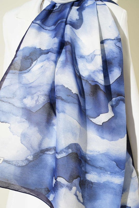 سلسلة شال ناعم مزخرف باللون الأزرق الداكن متنوع 4