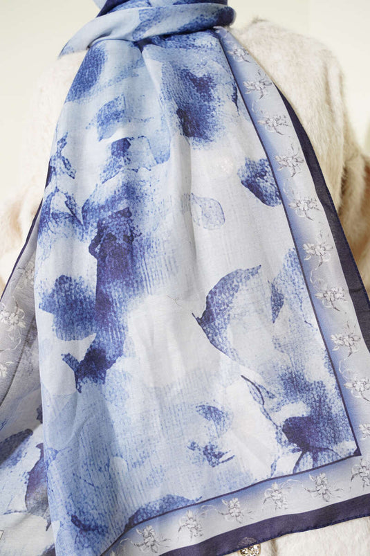 سلسلة شال ناعم مزخرف باللون الأزرق الداكن متنوع 7