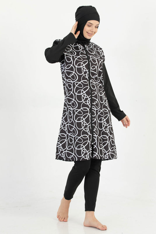 Patterned Hijab Swimsuit -128