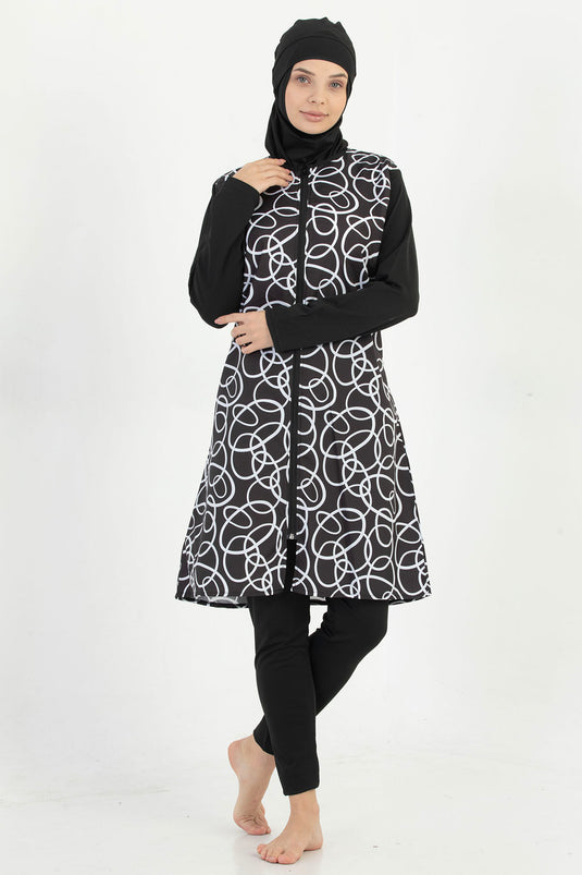 Patterned Hijab Swimsuit -128