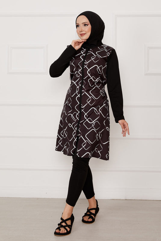 Maillot de bain hijab à motifs - 130