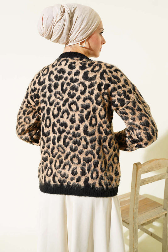 Pull léopard en maille à motifs