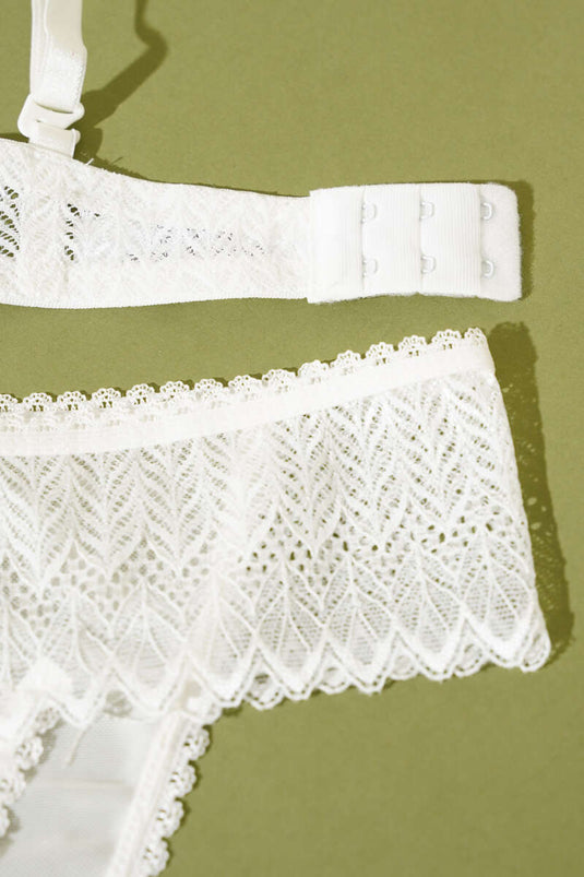 Destekli Dantelli Straplez Sütyen Takım Ekru