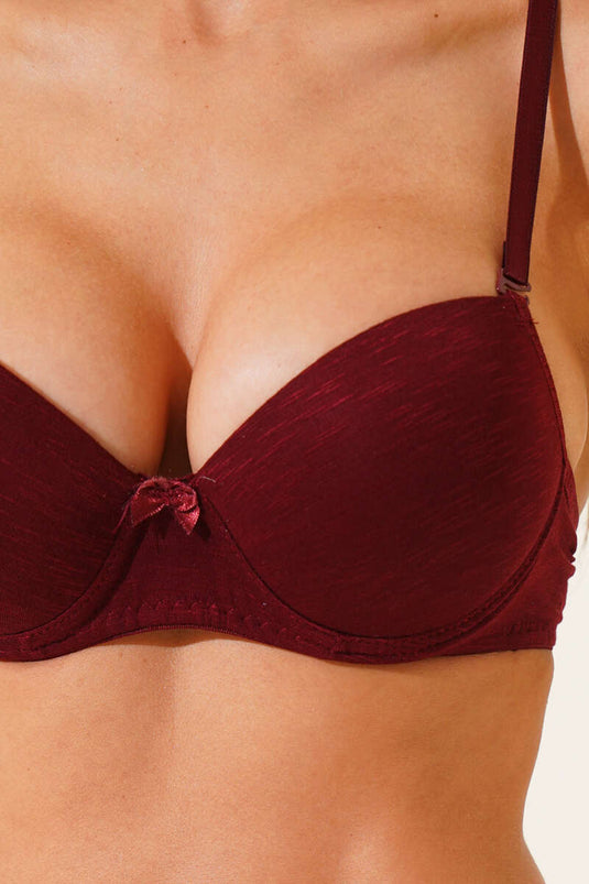 Padded Self-Patterned Bra Plum
