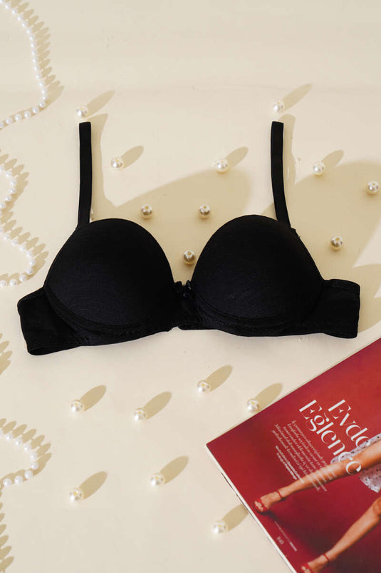 Padded Self-Patterned Bra Black