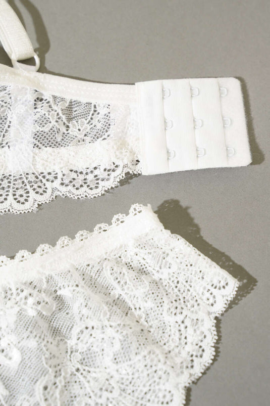 Desteksiz Çapraz İpli Bralet Sütyen Takım Ekru