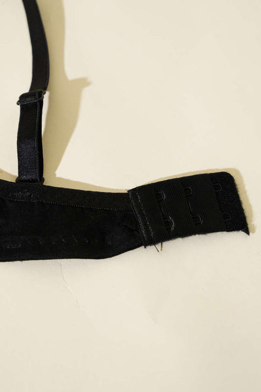 Soutien-gorge noir à motifs ton sur ton, sans rembourrage