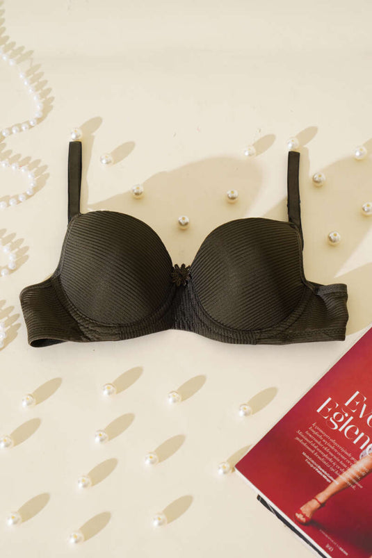 حمالة صدر مخططة غير مبطنة باللون الكاكي