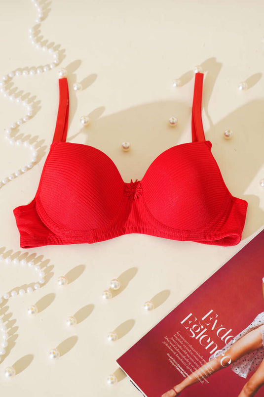 حمالة صدر مخططة غير مبطنة باللون الأحمر