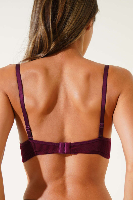 حمالة صدر مخططة غير مبطنة بلون أرجواني