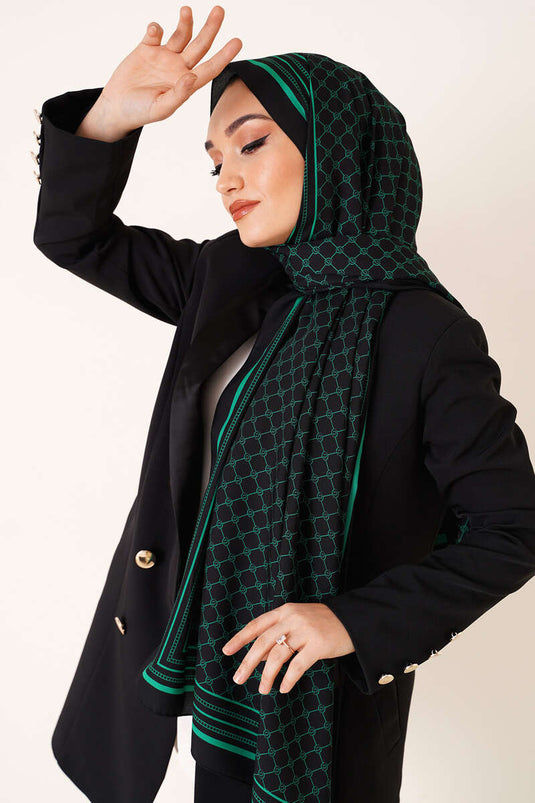 Dijital Baskılı Medine Şal Yeşil