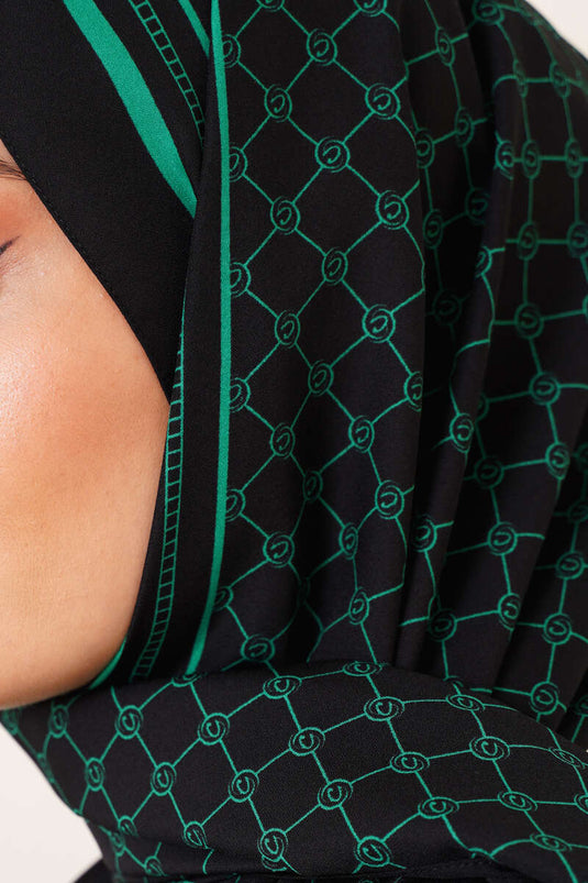 Dijital Baskılı Medine Şal Yeşil