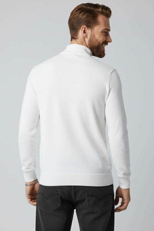Pull homme basique en tricot à col montant blanc