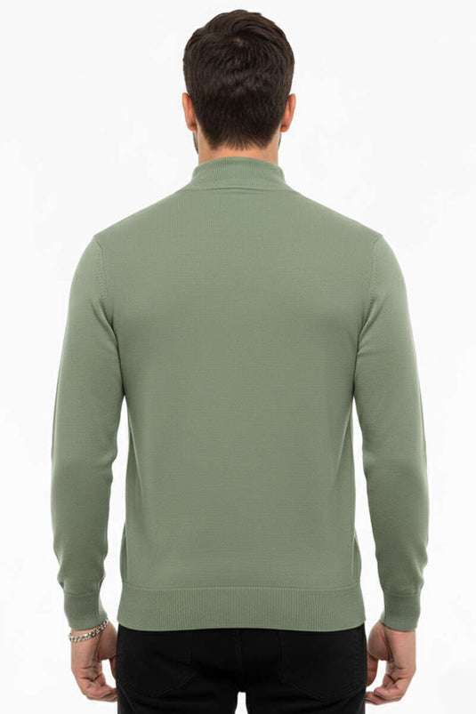 Pull homme basique en tricot col montant kaki