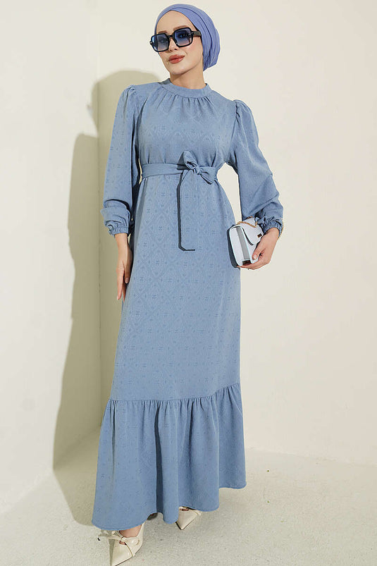 Blauw Getailleerd Coltrui Jurk