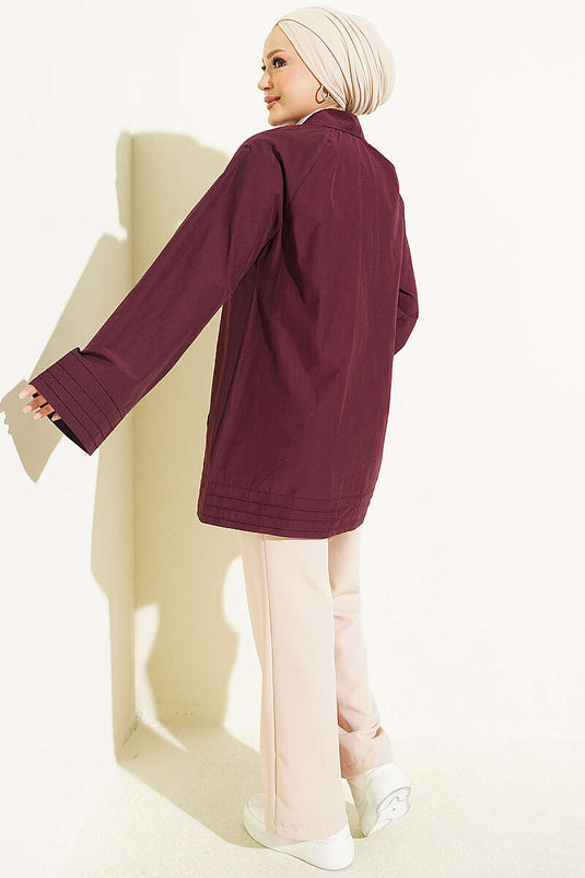 Cappotto Con Zip E Colletto Lungo In Malva
