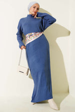 Robe En Maille À Col Roulé Indigo
