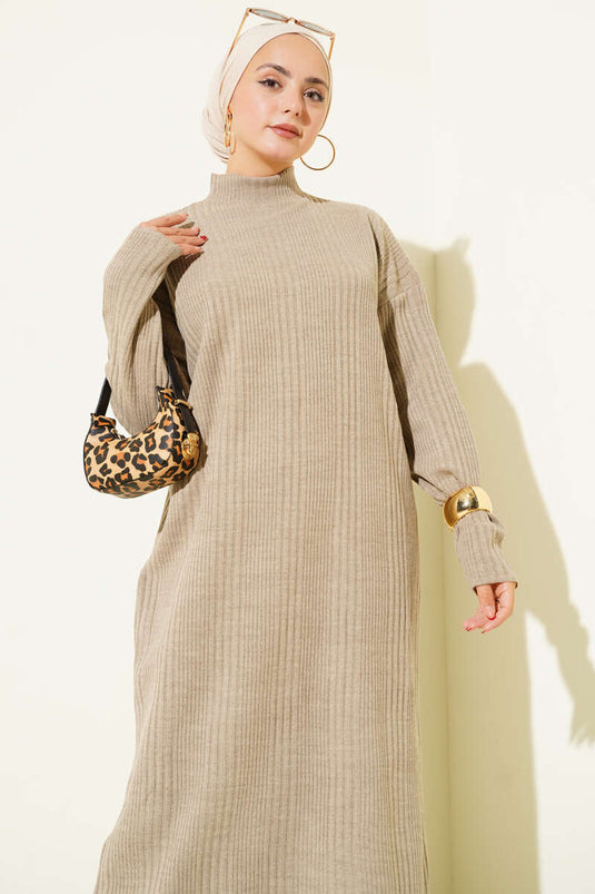 Robe En Tricot À Col Haut En Vison